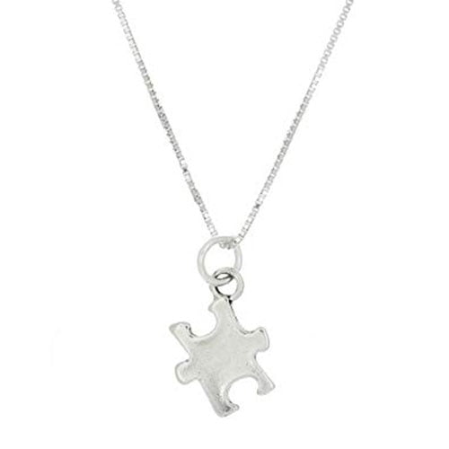 Autism Puzzle Piece Silver Necklace