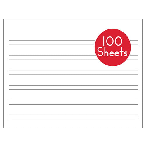 Handwriting Without Tears Double-Lined Regular Notebook Paper, 3/16 in Ruling, 100 Sheets, Pack of 100
