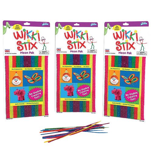 Wikki Stix Yarn and Wax Sticks (Pack of 3 Sets of 48 – Neon Colors)