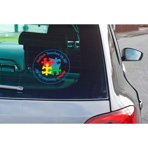 autism awareness car decal on window