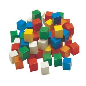Learning Advantage Wooden Cube, 1 in, Hardwood, Assorted Color, Pack of 100