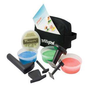 CanDo Puttycise Medium Resistance Theraputty Kit, 5 Piece Set Plus (4) 6 Oz Tubs of Theraputty