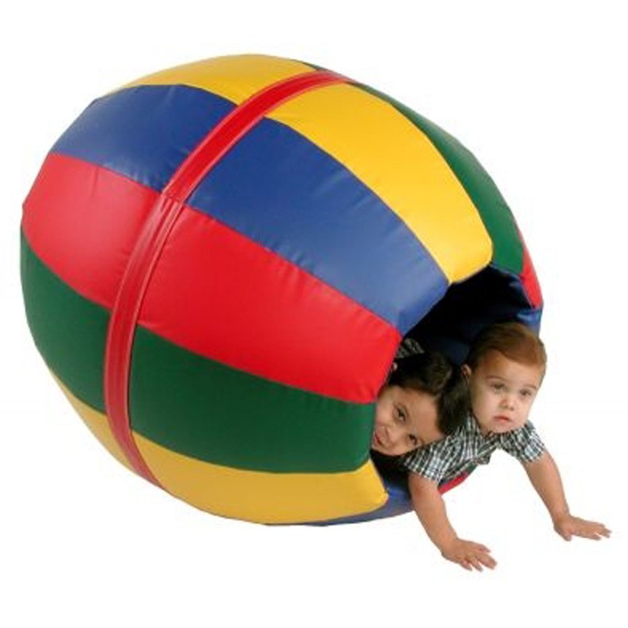 Padded Sensory Barrel, Rocking Multi-Color Therapy Barrel, 36 in. Diameter 36 in. Height 18 in. Opening