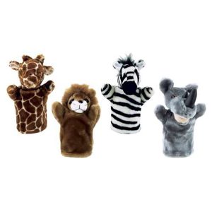 Get Ready Kids Zebra, Giraffe, Lion and Rhino Zoo Animal Puppet Set