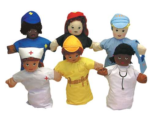 Children's Factory Multi-Ethnic Career Hand Puppets, Set of 6