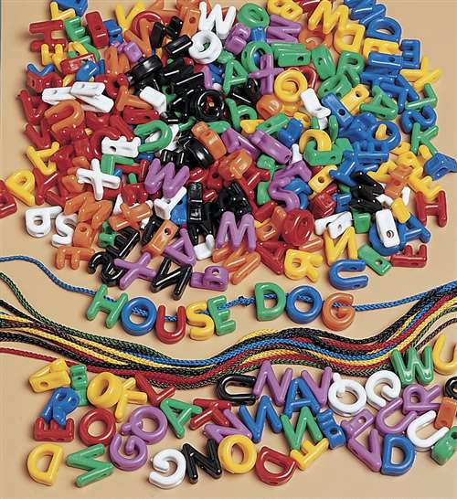 Chenille Kraft Plastic Cube Uppercase Letter Bead, Assorted Color, Pack of 288