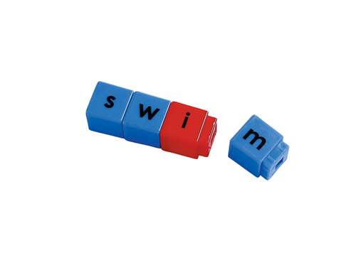 Unifix Letter Cubes Word Building Center - Set of 60 Vowels and 120 Consonants - Red and Blue