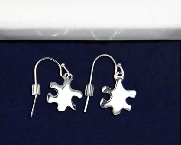 Autism Silver Puzzle Piece Earrings